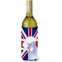 Bedlington Terrier with English Union Jack British Flag Wine Bottle Beverage Insulator Hugger SS4925LITERK