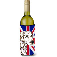 Dalmatian with English Union Jack British Flag Wine Bottle Beverage Insulator Hugger SS4911LITERK