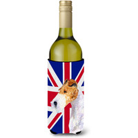 Fox Terrier with English Union Jack British Flag Wine Bottle Beverage Insulator Hugger SS4920LITERK