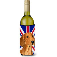 Dachshund with English Union Jack British Flag Wine Bottle Beverage Insulator Hugger SS4929LITERK
