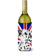 Dalmatian with English Union Jack British Flag Wine Bottle Beverage Insulator Hugger SS4934LITERK