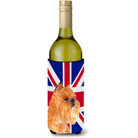 Brussels Griffon with English Union Jack British Flag Wine Bottle Beverage Insulator Hugger SS4936LITERK