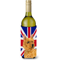 Norwich Terrier with English Union Jack British Flag Wine Bottle Beverage Insulator Hugger SS4941LITERK