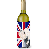 Dandie Dinmont Terrier with English Union Jack British Flag Wine Bottle Beverage Insulator Hugger SS4945LITERK
