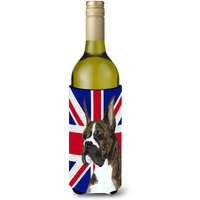 Boxer with English Union Jack British Flag Wine Bottle Beverage Insulator Hugger SS4950LITERK