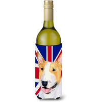 Bull Terrier with English Union Jack British Flag Wine Bottle Beverage Insulator Hugger SS4938LITERK