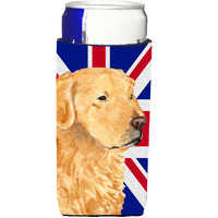 Golden Retriever with English Union Jack British Flag Ultra Beverage Insulators for slim cans SS4918MUK