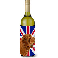Sussex Spaniel with English Union Jack British Flag Wine Bottle Beverage Insulator Hugger SS4952LITERK