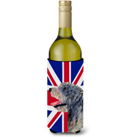 Irish Wolfhound with English Union Jack British Flag Wine Bottle Beverage Insulator Hugger SS4948LITERK