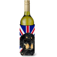 Gordon Setter with English Union Jack British Flag Wine Bottle Beverage Insulator Hugger SS4957LITERK