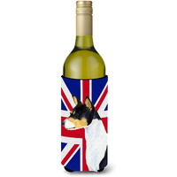 Basenji with English Union Jack British Flag Wine Bottle Beverage Insulator Hugger SS4956LITERK