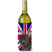 French Bulldog with English Union Jack British Flag Wine Bottle Beverage Insulator Hugger SS4961LITERK