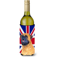Bullmastiff with English Union Jack British Flag Wine Bottle Beverage Insulator Hugger SS4962LITERK