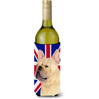 French Bulldog with English Union Jack British Flag Wine Bottle Beverage Insulator Hugger SS4927LITERK