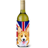 Corgi with English Union Jack British Flag Wine Bottle Beverage Insulator Hugger SS4928LITERK