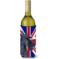 Scottish Terrier with English Union Jack British Flag Wine Bottle Beverage Insulator Hugger SS4971LITERK