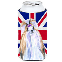 Shih Tzu with English Union Jack British Flag Tall Boy Beverage Insulator Hugger SS4907TBC