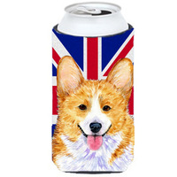 Corgi with English Union Jack British Flag Tall Boy Beverage Insulator Hugger SS4928TBC