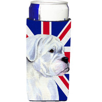 Boxer with English Union Jack British Flag Ultra Beverage Insulators for slim cans SS4951MUK