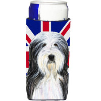 Bearded Collie with English Union Jack British Flag Ultra Beverage Insulators for slim cans SS4939MUK
