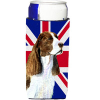 Springer Spaniel with English Union Jack British Flag Ultra Beverage Insulators for slim cans SS4955MUK