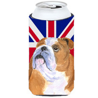 English Bulldog with English Union Jack British Flag Tall Boy Beverage Insulator Hugger SS4933TBC