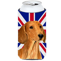 Dachshund with English Union Jack British Flag Tall Boy Beverage Insulator Hugger SS4929TBC
