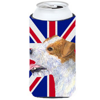 Jack Russell Terrier with English Union Jack British Flag Tall Boy Beverage Insulator Hugger SS4946TBC