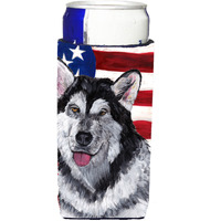 Alaskan Malamute USA Patriotic American Flag Ultra Beverage Insulators for slim cans SC9497MUK