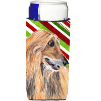 Afghan Hound Candy Cane Holiday Christmas Ultra Beverage Insulators for slim cans SC9498MUK