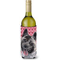 Akita Hearts Love and Valentine's Day Wine Bottle Beverage Insulator Hugger SC9484LITERK