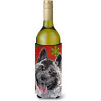 Akita Red Snowflakes Holiday Christmas Wine Bottle Beverage Insulator Hugger SC9482LITERK