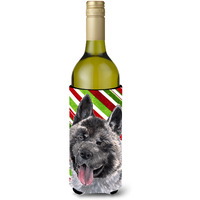 Akita Candy Cane Holiday Christmas Wine Bottle Beverage Insulator Hugger SC9480LITERK