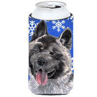 Akita Winter Snowflakes Holiday Tall Boy Beverage Insulator Hugger SC9481TBC