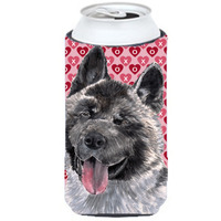 Akita Hearts Love and Valentine's Day Tall Boy Beverage Insulator Hugger SC9484TBC