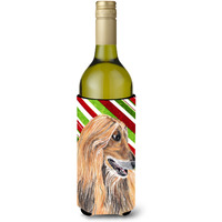 Afghan Hound Candy Cane Holiday Christmas Wine Bottle Beverage Insulator Hugger SC9498LITERK