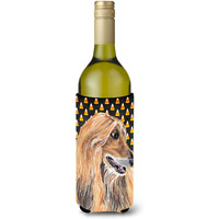 Afghan Hound Candy Corn Halloween Wine Bottle Beverage Insulator Hugger SC9505LITERK