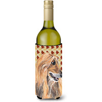 Afghan Hound Fall Leaves Wine Bottle Beverage Insulator Hugger SC9504LITERK