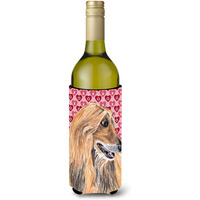 Afghan Hound Hearts Love and Valentine's Day Wine Bottle Beverage Insulator Hugger SC9503LITERK