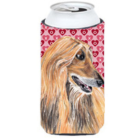 Afghan Hound Hearts Love and Valentines Day Tall Boy Beverage Insulator Hugger SC9503TBC