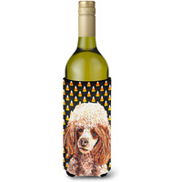 Red Miniature Poodle Candy Corn Halloween Wine Bottle Beverage Insulator Hugger SC9651LITERK