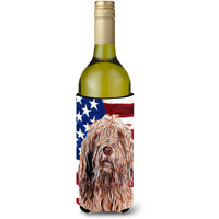 Otterhound with American Flag USA Wine Bottle Beverage Insulator Hugger SC9637LITERK