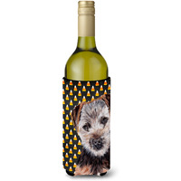 Norfolk Terrier Puppy Candy Corn Halloween Wine Bottle Beverage Insulator Hugger SC9663LITERK