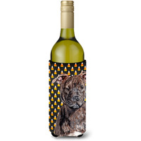 Staffordshire Bull Terrier Staffie Candy Corn Halloween Wine Bottle Beverage Insulator Hugger SC9657LITERK