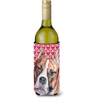 Staffordshire Bull Terrier Staffie Hearts and Love Wine Bottle Beverage Insulator Hugger SC9704LITERK