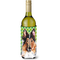 Collie Lucky Shamrock St. Patrick's Day Wine Bottle Beverage Insulator Hugger SC9718LITERK