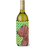 Redbone Coonhound Lucky Shamrock St. Patrick's Day Wine Bottle Beverage Insulator Hugger SC9731LITERK