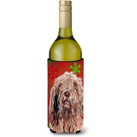 Otterhound Red Snowflakes Holiday Wine Bottle Beverage Insulator Hugger SC9757LITERK
