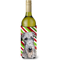 Scottish Deerhound Candy Cane Christmas Wine Bottle Beverage Insulator Hugger SC9802LITERK