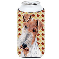 Wire Fox Terrier Fall Leaves Tall Boy Beverage Insulator Hugger SC9676TBC